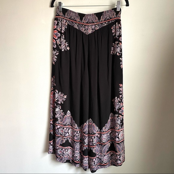 Free People Pants - Free People Black & Purple Patterned Culottes S